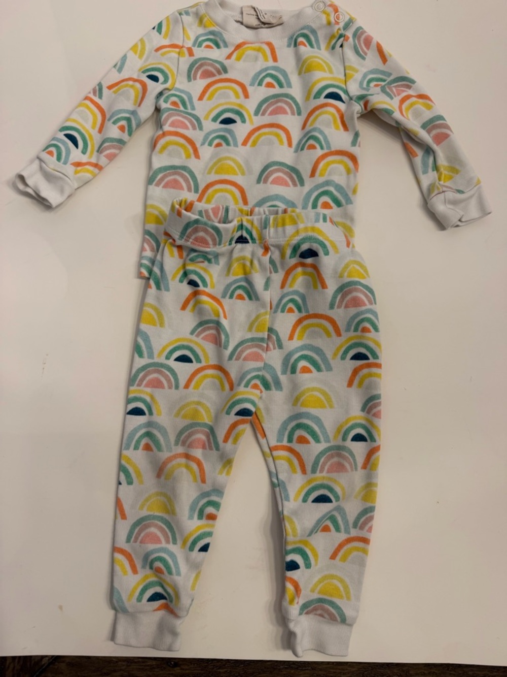 Pearl street Cozy Rainbow Print Baby Pajama Set - Multicolor size 6-12 months